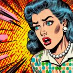Le giovani con ADHD sviluppano più facilmente il disturbo borderline? L'immagine ritrae il disegno di una donna preoccupata in stile fumetto pop art.