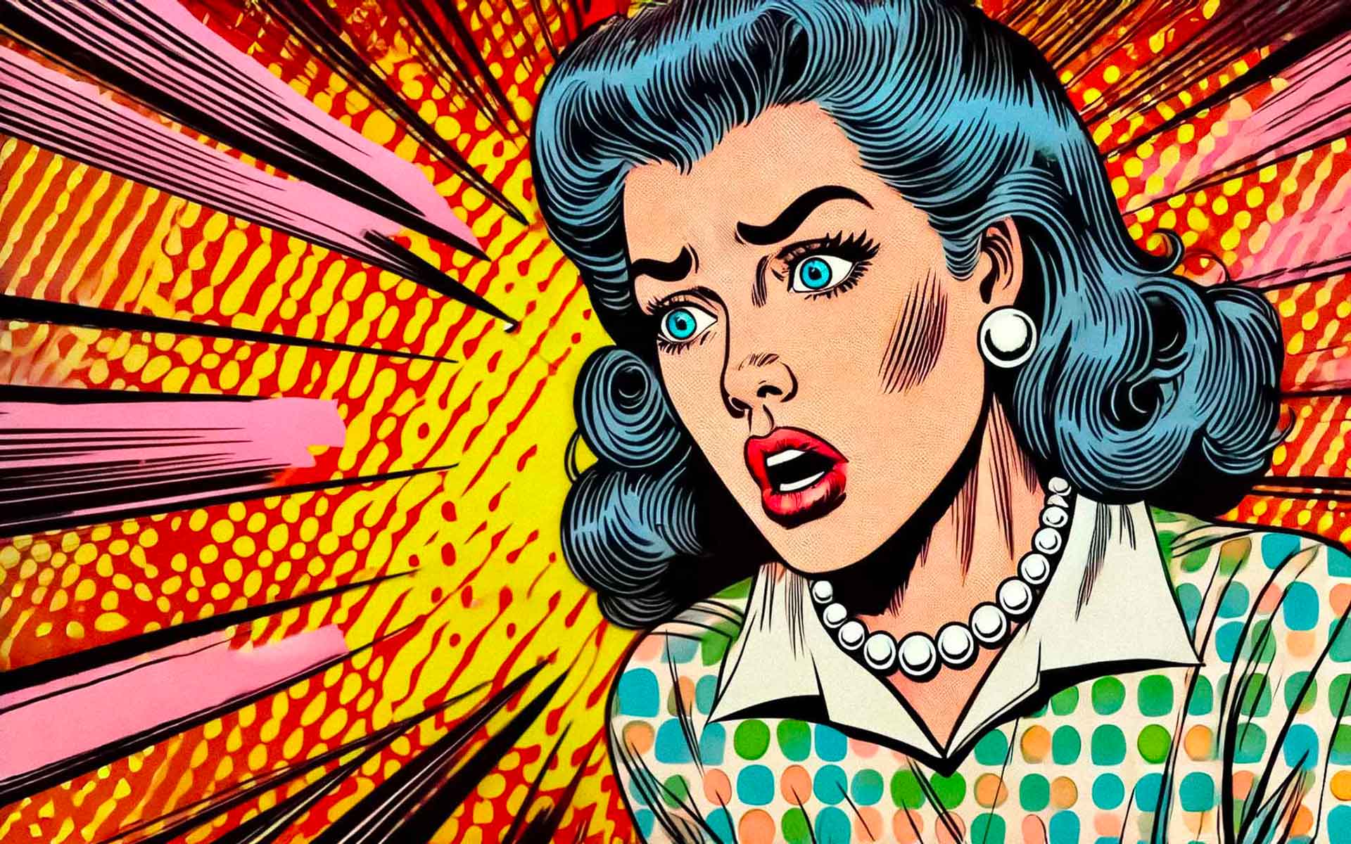 Le giovani con ADHD sviluppano più facilmente il disturbo borderline? L'immagine ritrae il disegno di una donna preoccupata in stile fumetto pop art.